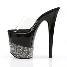 Load image into Gallery viewer, FLAMINGO-801-3 8&quot; Heel Clear Black Pewter Bling Sexy Shoes