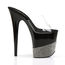 Load image into Gallery viewer, FLAMINGO-801-3 8&quot; Heel Clear Black Pewter Bling Sexy Shoes