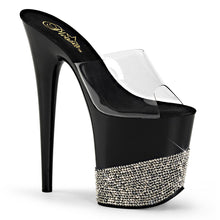 Load image into Gallery viewer, FLAMINGO-801-3 8&quot; Heel Clear Black Pewter Bling Sexy Shoes