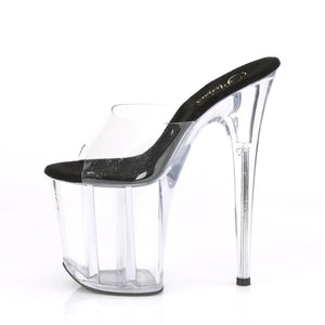 FLAMINGO-801 8" Heel Clear and Black Pole Dancing Platforms