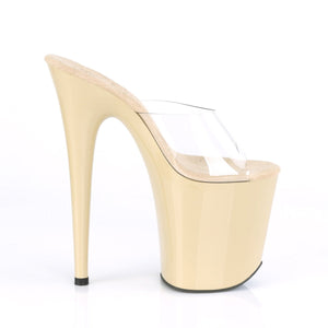 FLAMINGO-801 8" Heel Clear and Cream Pole Dancing Platforms