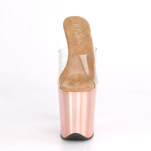 FLAMINGO-801 8" Heel Clear Rose Gold Chrome Strippers Shoes