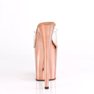 FLAMINGO-801 8" Heel Clear Rose Gold Chrome Strippers Shoes