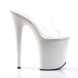 FLAMINGO-801 8" Heel Clear and White Pole Dancing Platforms