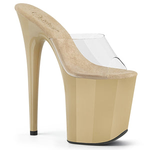 FLAMINGO-801 8" Heel Clear and Cream Pole Dancing Platforms