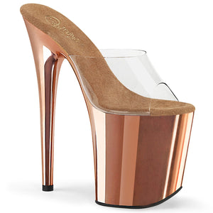 FLAMINGO-801 8" Heel Clear Rose Gold Chrome Strippers Shoes