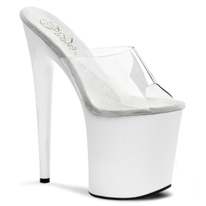 FLAMINGO-801 8" Heel Clear and White Pole Dancing Platforms