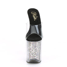 Load image into Gallery viewer, FLAMINGO-801CG 8&quot; Heel Clear Silver Glitter Strippers Shoes