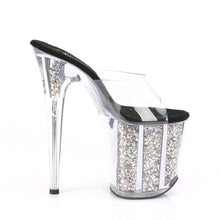 Load image into Gallery viewer, FLAMINGO-801CG 8&quot; Heel Clear Silver Glitter Strippers Shoes