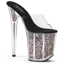 Load image into Gallery viewer, FLAMINGO-801CG 8&quot; Heel Clear Silver Glitter Strippers Shoes