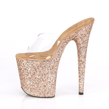 Load image into Gallery viewer, FLAMINGO-801LG 8&quot; Heel Clear Rose Gold Glitter Sexy Shoes