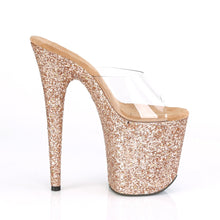 Load image into Gallery viewer, FLAMINGO-801LG 8&quot; Heel Clear Rose Gold Glitter Sexy Shoes