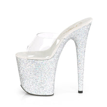 Load image into Gallery viewer, FLAMINGO-801LG 8&quot; Heel Clear Silver Glitter Strippers Shoes