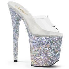 Load image into Gallery viewer, FLAMINGO-801LG 8&quot; Heel Clear Silver Glitter Strippers Shoes