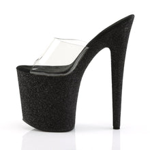 Load image into Gallery viewer, FLAMINGO-801SDG 8&quot; Heel Clear Black Glitter Strippers Shoes