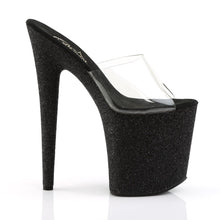 Load image into Gallery viewer, FLAMINGO-801SDG 8&quot; Heel Clear Black Glitter Strippers Shoes