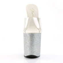 Load image into Gallery viewer, FLAMINGO-801SDG Pleaser 8&quot; Heel Clear Silver Glitter Shoes