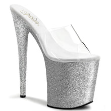 Load image into Gallery viewer, FLAMINGO-801SDG Pleaser 8&quot; Heel Clear Silver Glitter Shoes