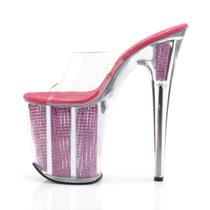 FLAMINGO-801SRS 8" Heel Clear Fuchsia Pole Dancer Platforms