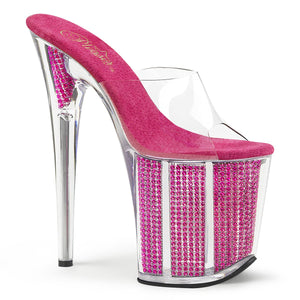 FLAMINGO-801SRS 8" Heel Clear Fuchsia Pole Dancer Platforms