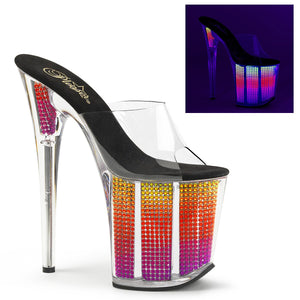 FLAMINGO-801SRS 8" Heel Clear Neon Rhinestones Sexy Shoes