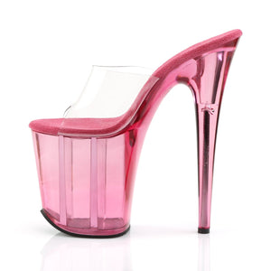 FLAMINGO-801T 8" Heel Clear Pink Tinted Pole Dance Platforms