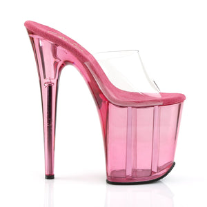 FLAMINGO-801T 8" Heel Clear Pink Tinted Pole Dance Platforms