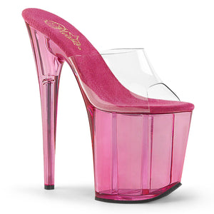 FLAMINGO-801T 8" Heel Clear Pink Tinted Pole Dance Platforms