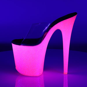 FLAMINGO-801UVG 8" Heel Clear Neon Hot Pink Strippers Shoes