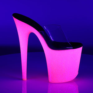 FLAMINGO-801UVG 8" Heel Clear Neon Hot Pink Strippers Shoes