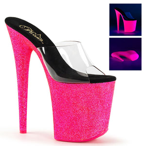 FLAMINGO-801UVG 8" Heel Clear Neon Hot Pink Strippers Shoes