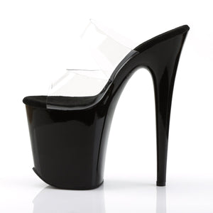 FLAMINGO-802 8" Heel Clear and Black Pole Dancing Platforms