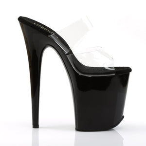 FLAMINGO-802 8" Heel Clear and Black Pole Dancing Platforms