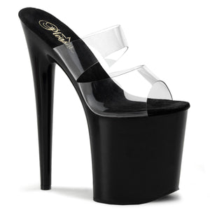 FLAMINGO-802 8" Heel Clear and Black Pole Dancing Platforms