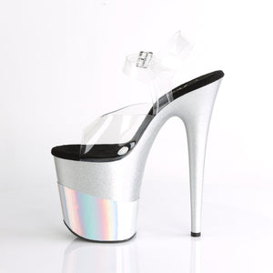 FLAMINGO-808-2HGM 8" Heel Clear Silver Glitter Sexy Shoes