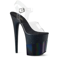 Load image into Gallery viewer, FLAMINGO-808-2HGM Pleaser 8&quot; Clear Black Glitter Sexy Shoes