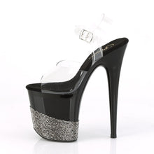 Load image into Gallery viewer, FLAMINGO-808-3 8&quot; Heel Clear Black Pewter Bling Sexy Shoes