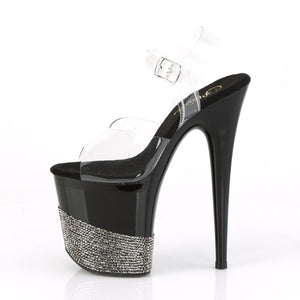 FLAMINGO-808-3 8" Heel Clear Black Pewter Bling Sexy Shoes