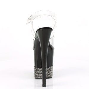 FLAMINGO-808-3 8" Heel Clear Black Pewter Bling Sexy Shoes