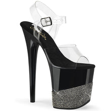 Load image into Gallery viewer, FLAMINGO-808-3 8&quot; Heel Clear Black Pewter Bling Sexy Shoes