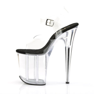 FLAMINGO-808 8" Heel Clear and Black Pole Dancing Platforms