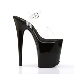 FLAMINGO-808 8" Heel Clear and Black Pole Dancing Platforms