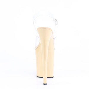 FLAMINGO-808 8" Heel Clear and Cream Pole Dancing Platforms