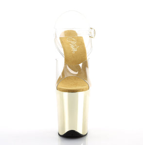 FLAMINGO-808 8" Clear and Gold Chrome Pole Dancer Platforms