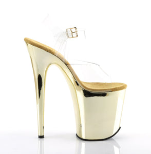 FLAMINGO-808 8" Clear and Gold Chrome Pole Dancer Platforms