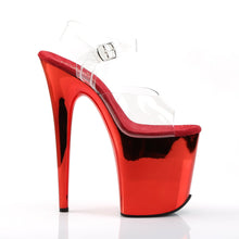 Load image into Gallery viewer, FLAMINGO-808 8&quot; Heel Clear Red Chrome Pole Dancer Platforms