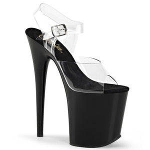 FLAMINGO-808 8" Heel Clear and Black Pole Dancing Platforms