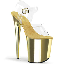 Load image into Gallery viewer, FLAMINGO-808 8&quot; Clear and Gold Chrome Pole Dancer Platforms