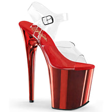 Load image into Gallery viewer, FLAMINGO-808 8&quot; Heel Clear Red Chrome Pole Dancer Platforms