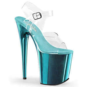 FLAMINGO-808 Pleaser 8" Heel Clear Turquoise Strippers Shoes